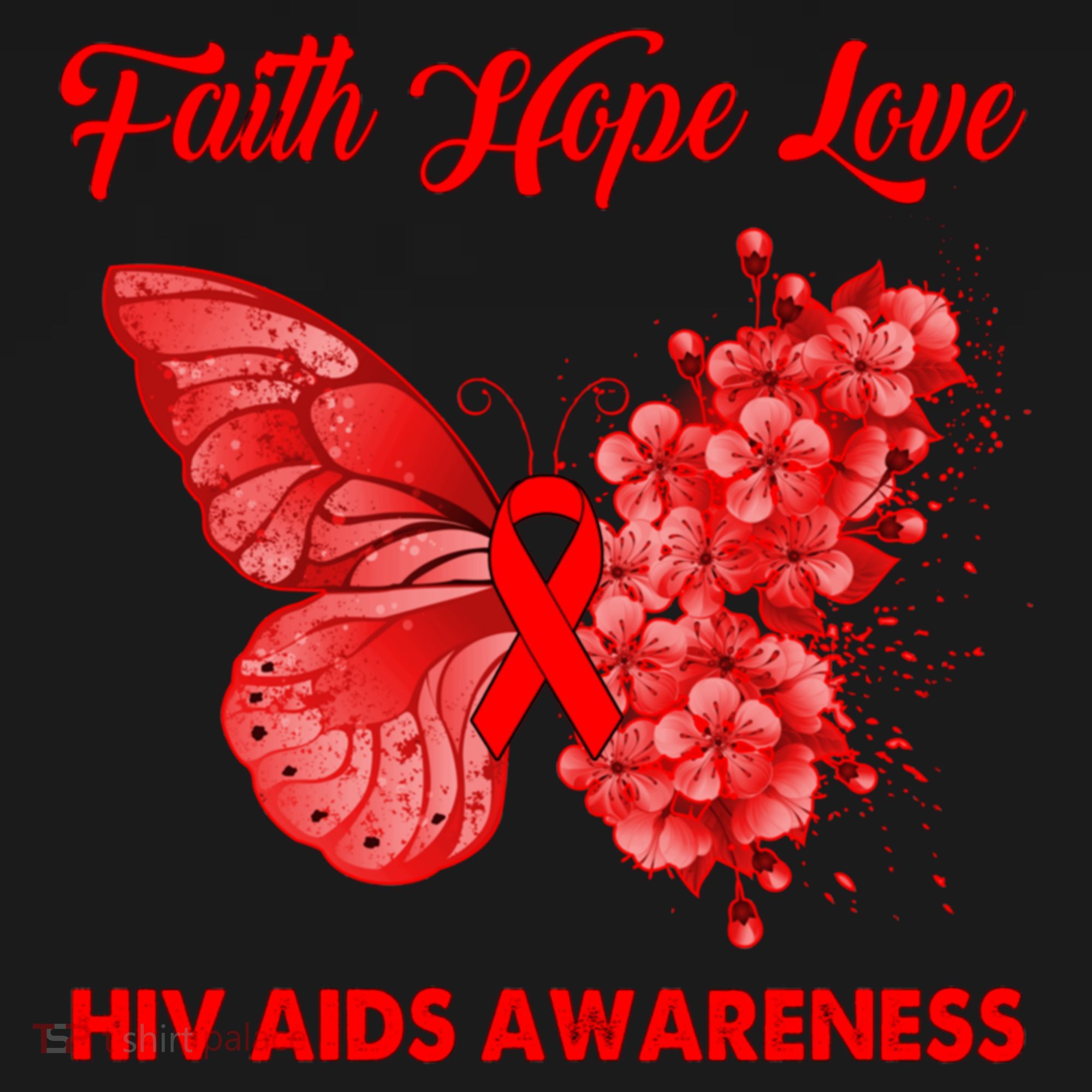 Butterfly Faith Hope Love Red Ribbon Hiv Aids Day Warrior Gift Women's Hoodie