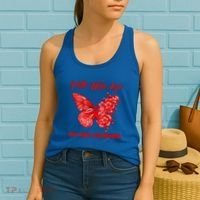 Butterfly Faith Hope Love Red Ribbon Hiv Aids Day Warrior Gift Women's Tank Top thumb 2