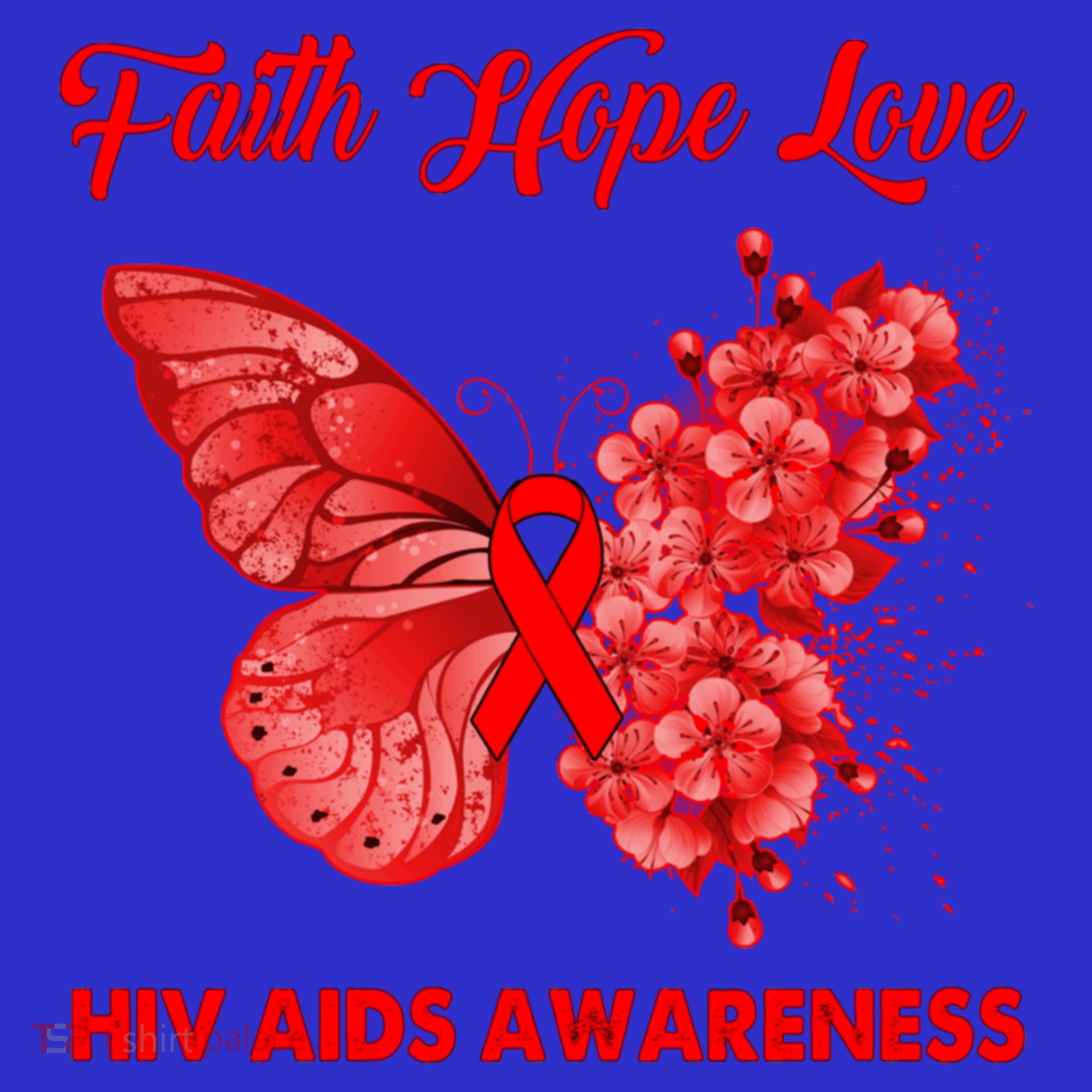 Butterfly Faith Hope Love Red Ribbon Hiv Aids Day Warrior Gift Kids Sweatshirt