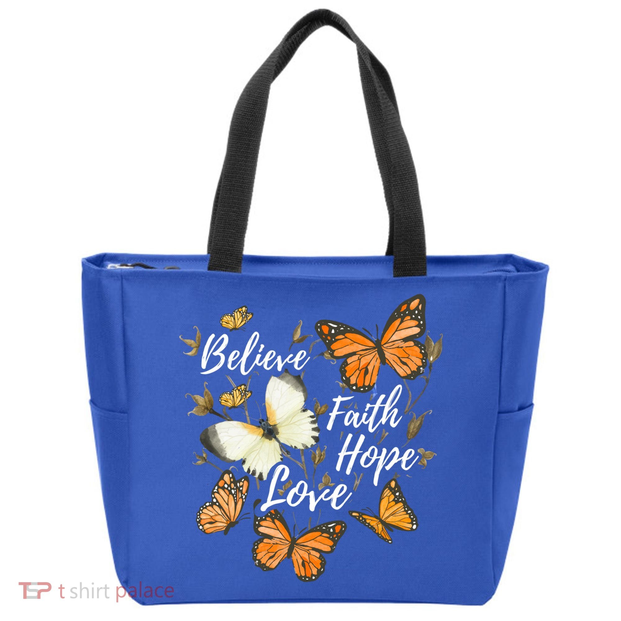 Believe Faith Hope Love Monarch Butterfly Gift Tote Bag