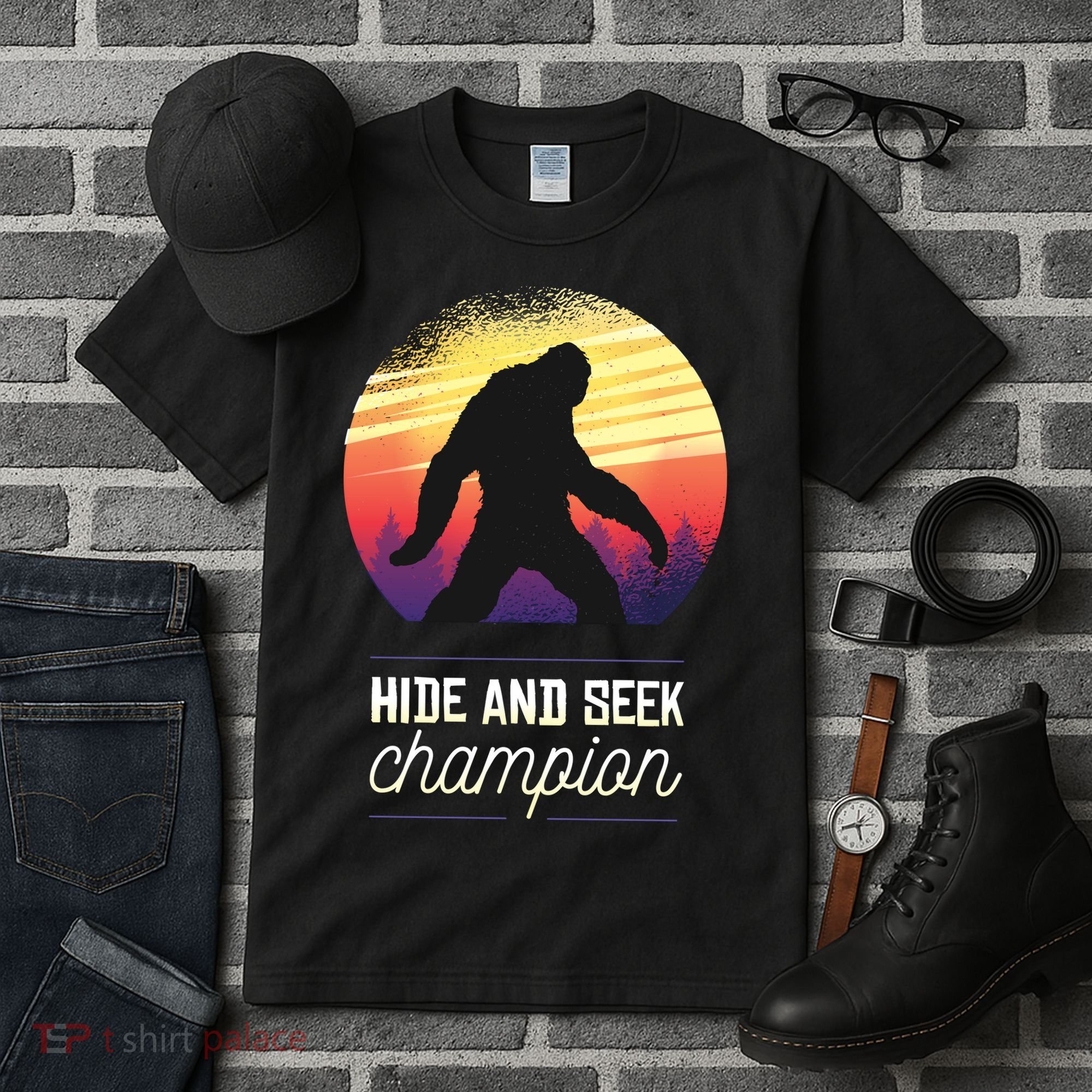 Big Foot Hide And Seek Champion Tall T-Shirt
