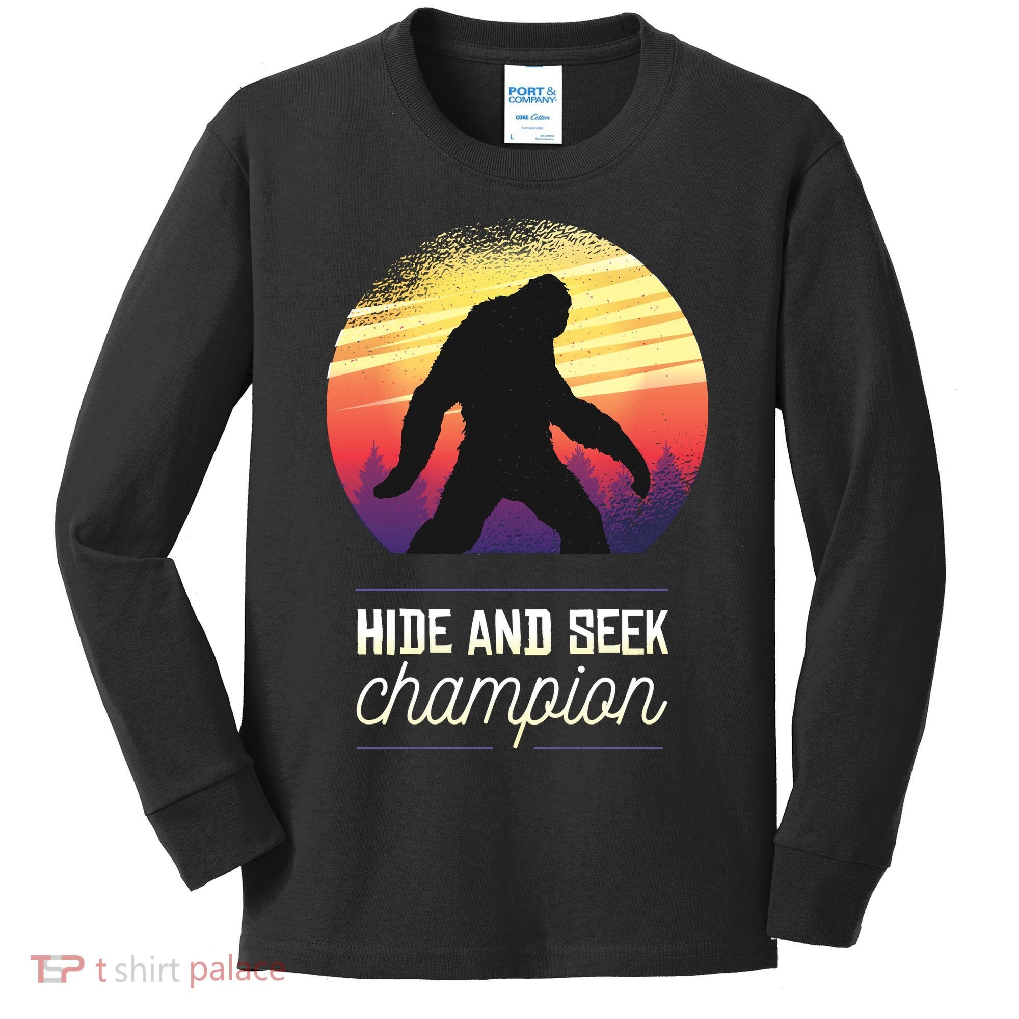 Big Foot Hide And Seek Champion Kids Long Sleeve Shirt