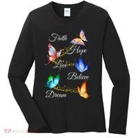 Butterfly Faith Hope Love Believe Dream Women's Long Sleeve Shirt thumb 0