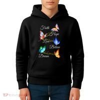 Butterfly Faith Hope Love Believe Dream Kids Hoodie thumb 4