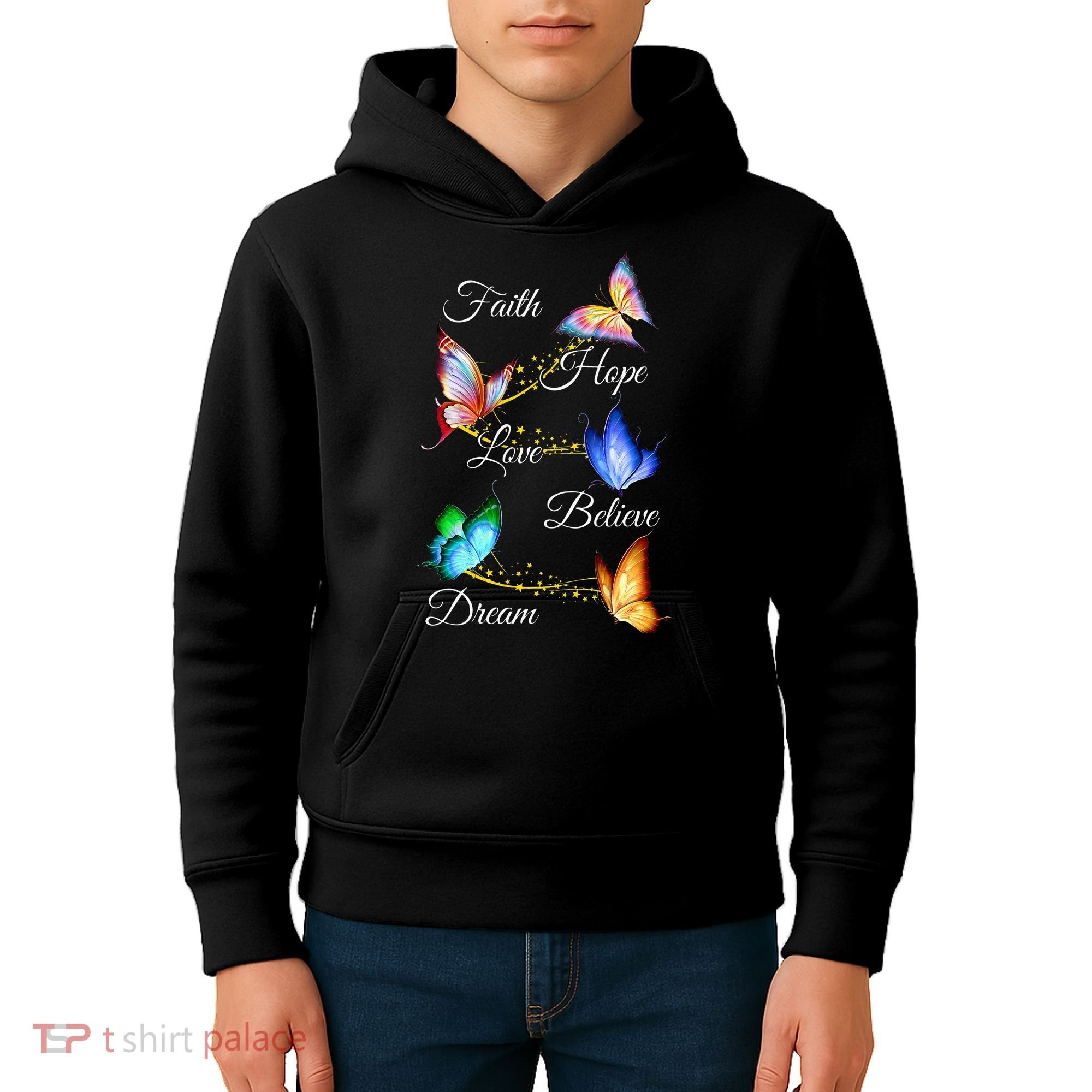 Butterfly Faith Hope Love Believe Dream Kids Hoodie