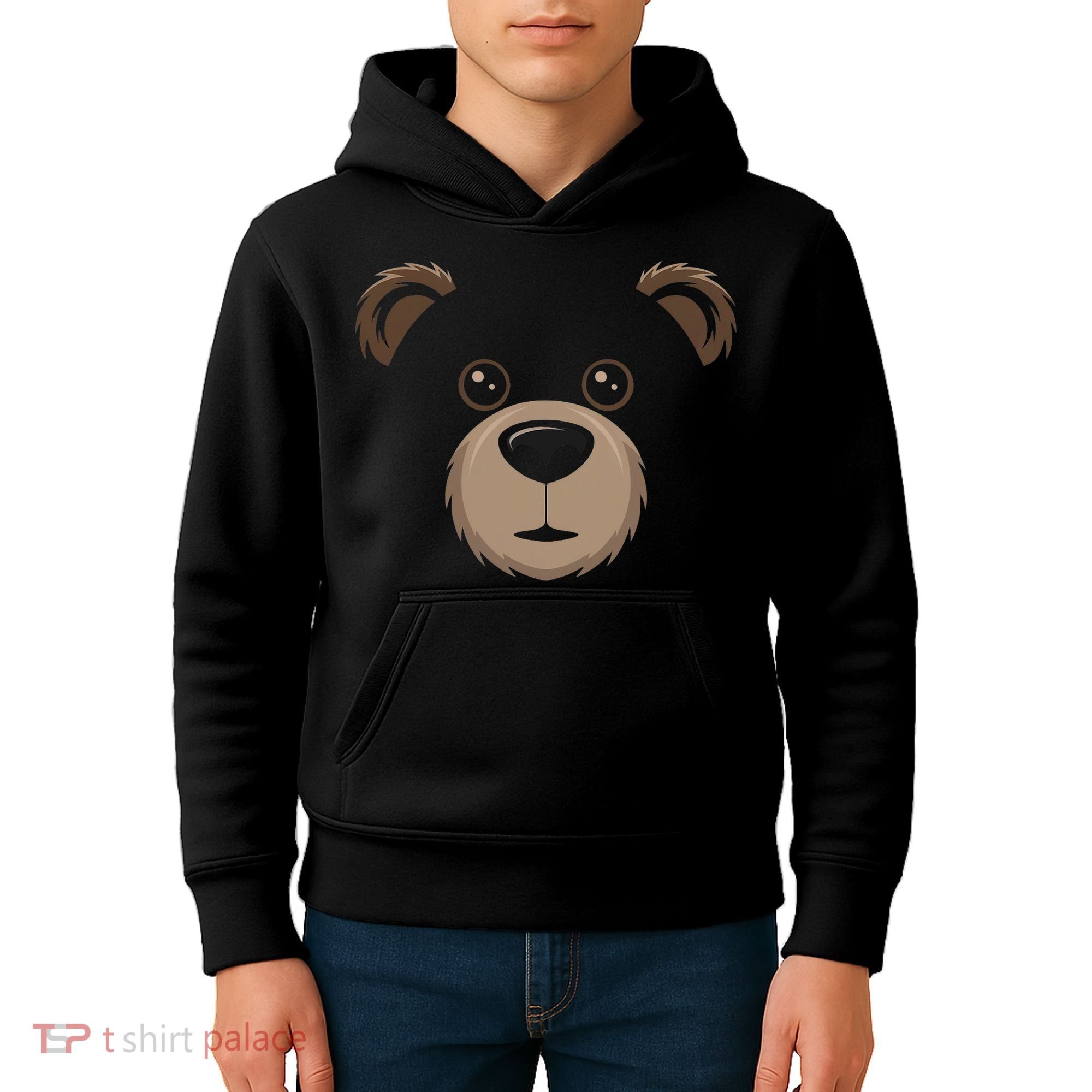 Bear Face Halloween Costume Brown Bear Animal Kids Hoodie