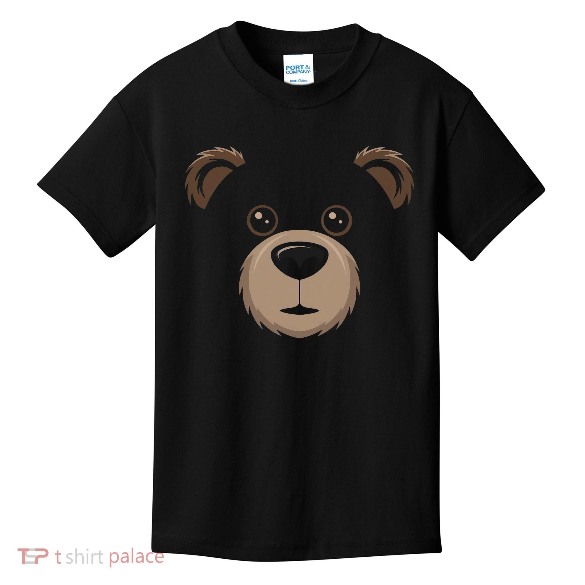 Bear Face Halloween Costume Brown Bear Animal Kids T-Shirt