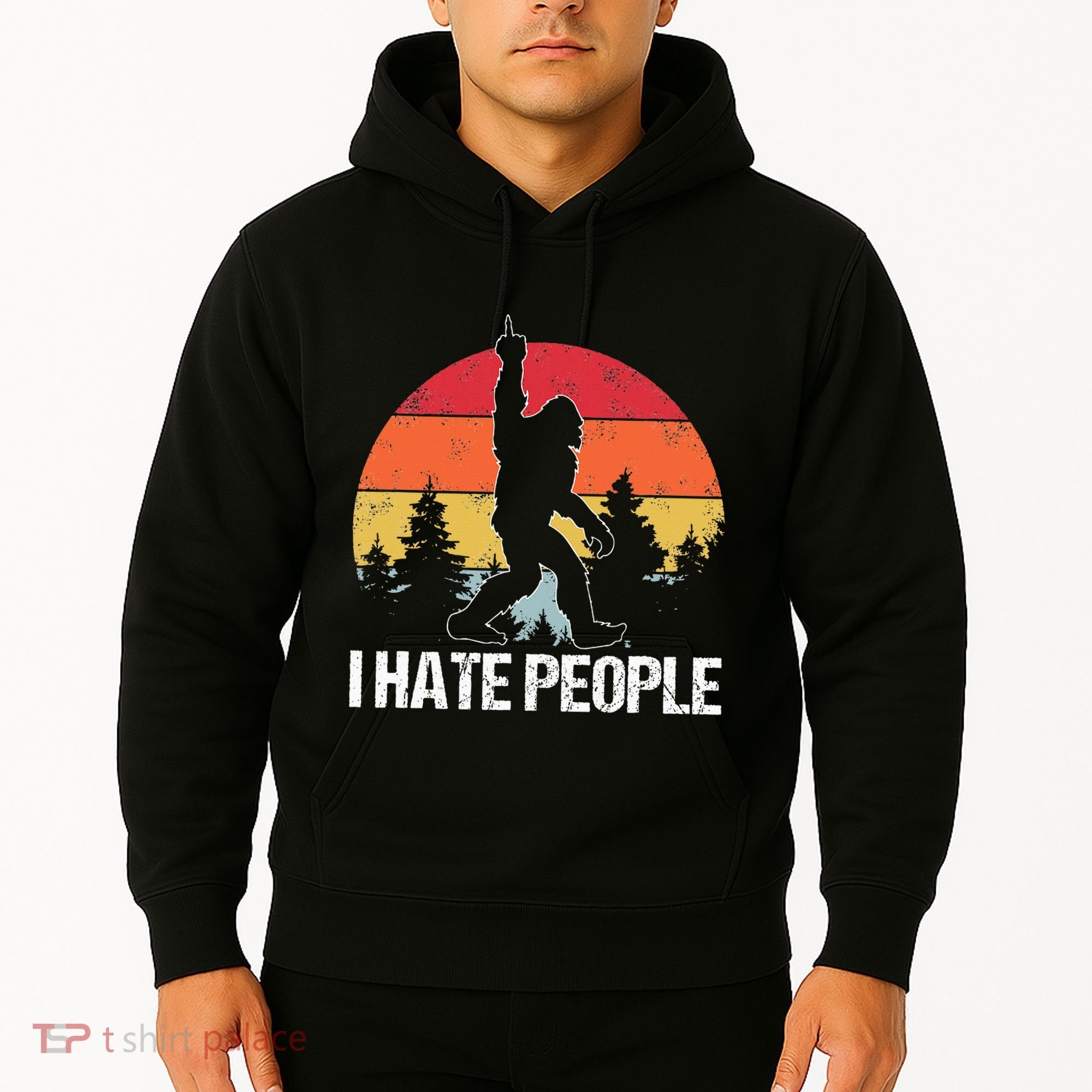 Big Foot I Hate People Middle Finger Sasquatch Hoodie