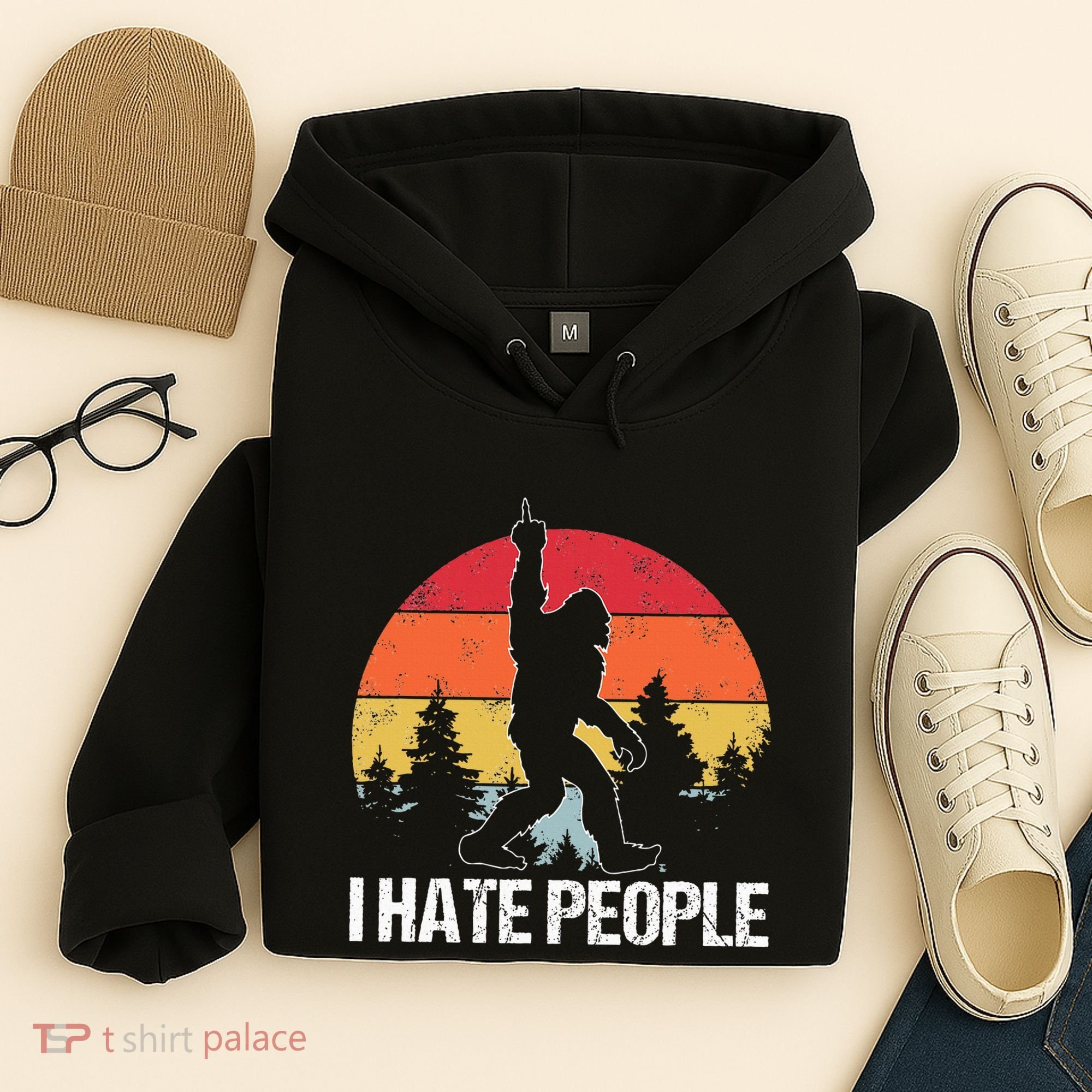 Big Foot I Hate People Middle Finger Sasquatch Hoodie