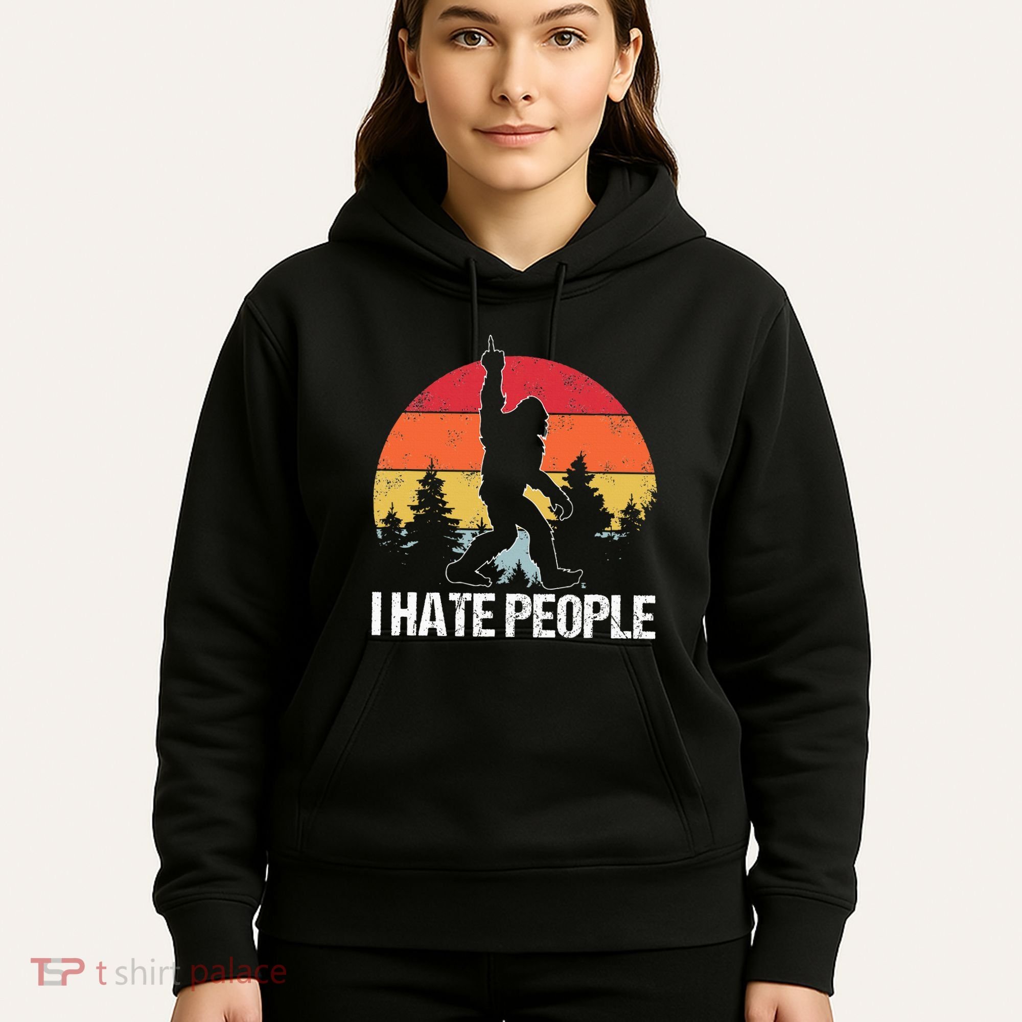 Big Foot I Hate People Middle Finger Sasquatch Hoodie