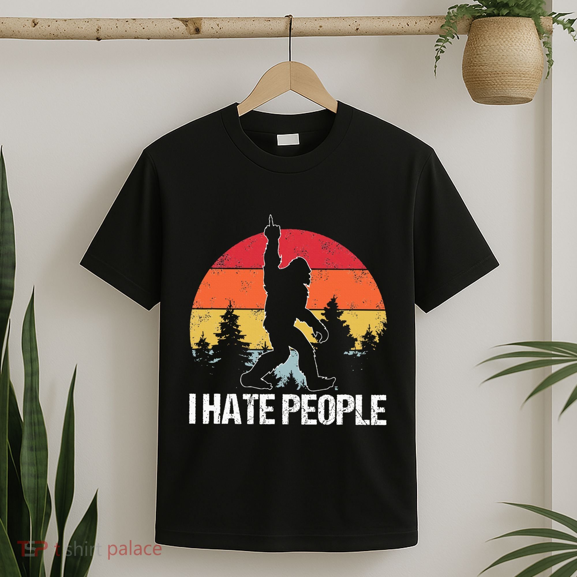 Big Foot I Hate People Middle Finger Sasquatch T-Shirt