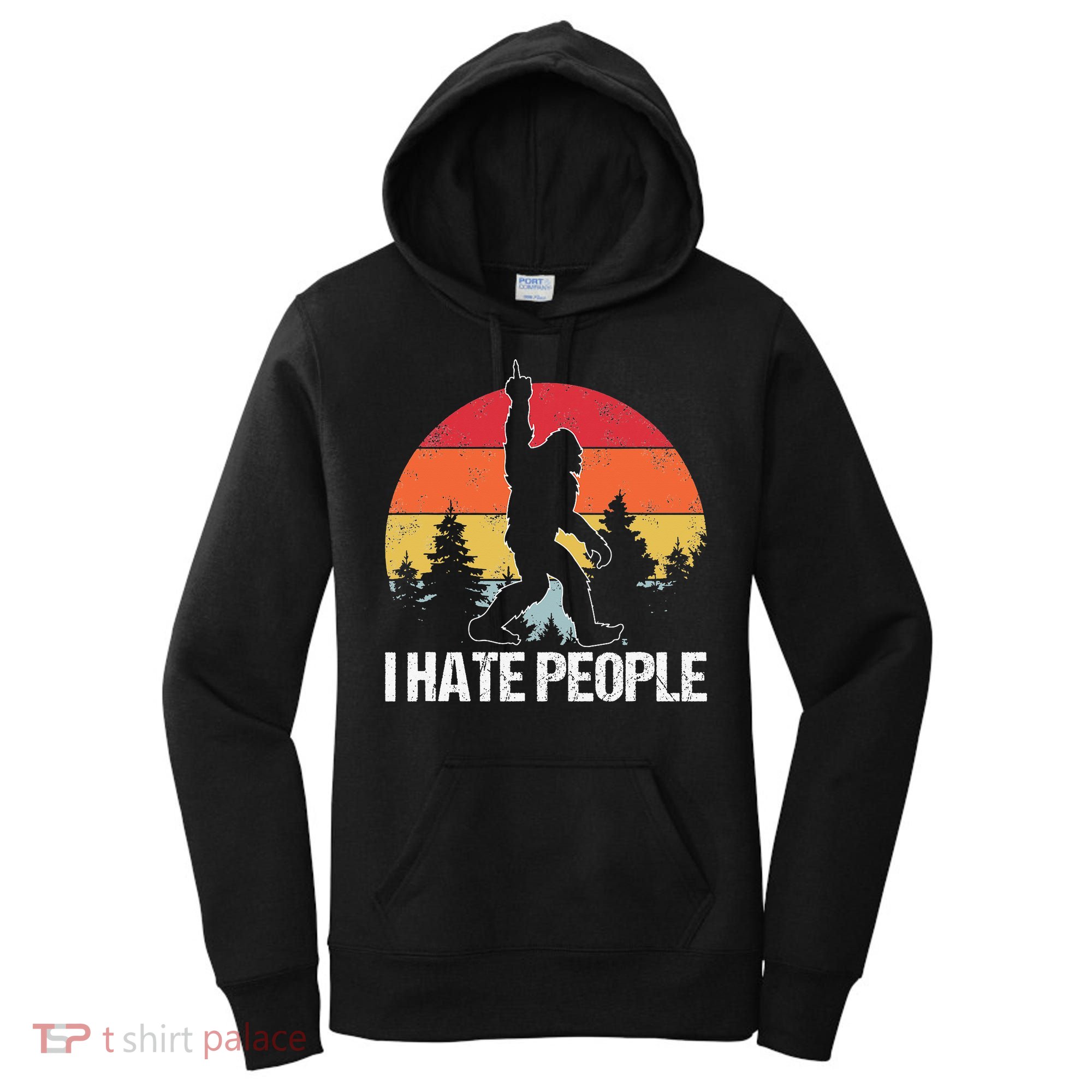 Big Foot I Hate People Middle Finger Sasquatch Women's Hoodie