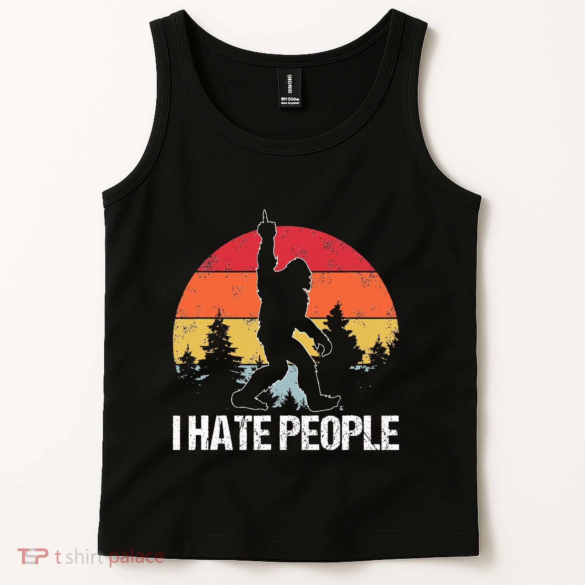 Big Foot I Hate People Middle Finger Sasquatch Tank Top