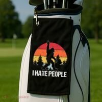 Big Foot I Hate People Middle Finger Sasquatch Golf Towel thumb 2