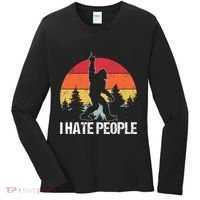Big Foot I Hate People Middle Finger Sasquatch Women's Long Sleeve Shirt thumb 0