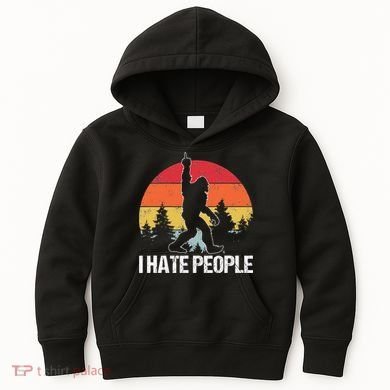 Big Foot I Hate People Middle Finger Sasquatch Kids Hoodie