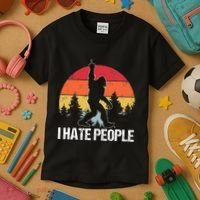 Big Foot I Hate People Middle Finger Sasquatch Kids T-Shirt thumb 3