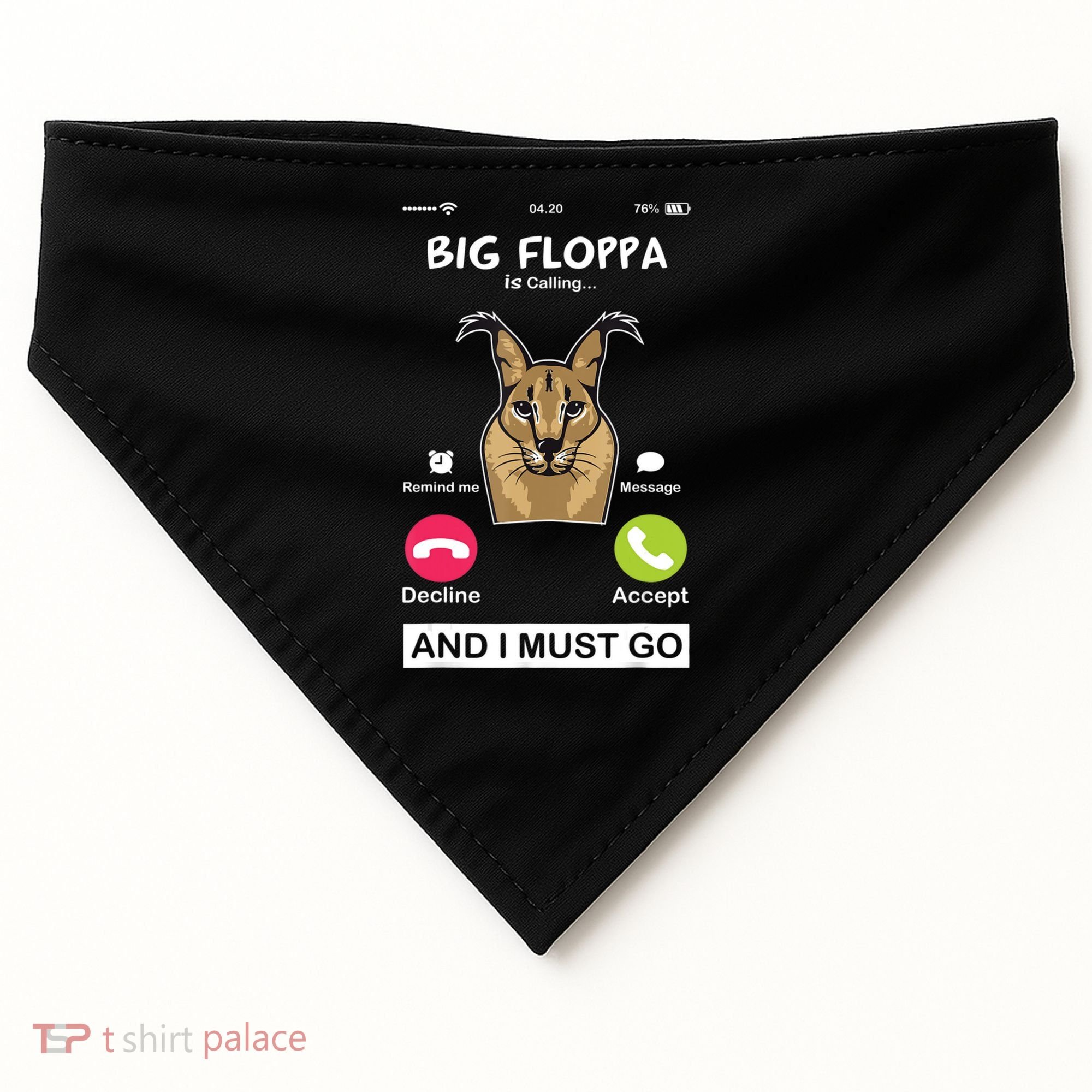 Big Floppa Is Calling Caracal Big Cat Floopa Memes USA-Made Doggie Bandana