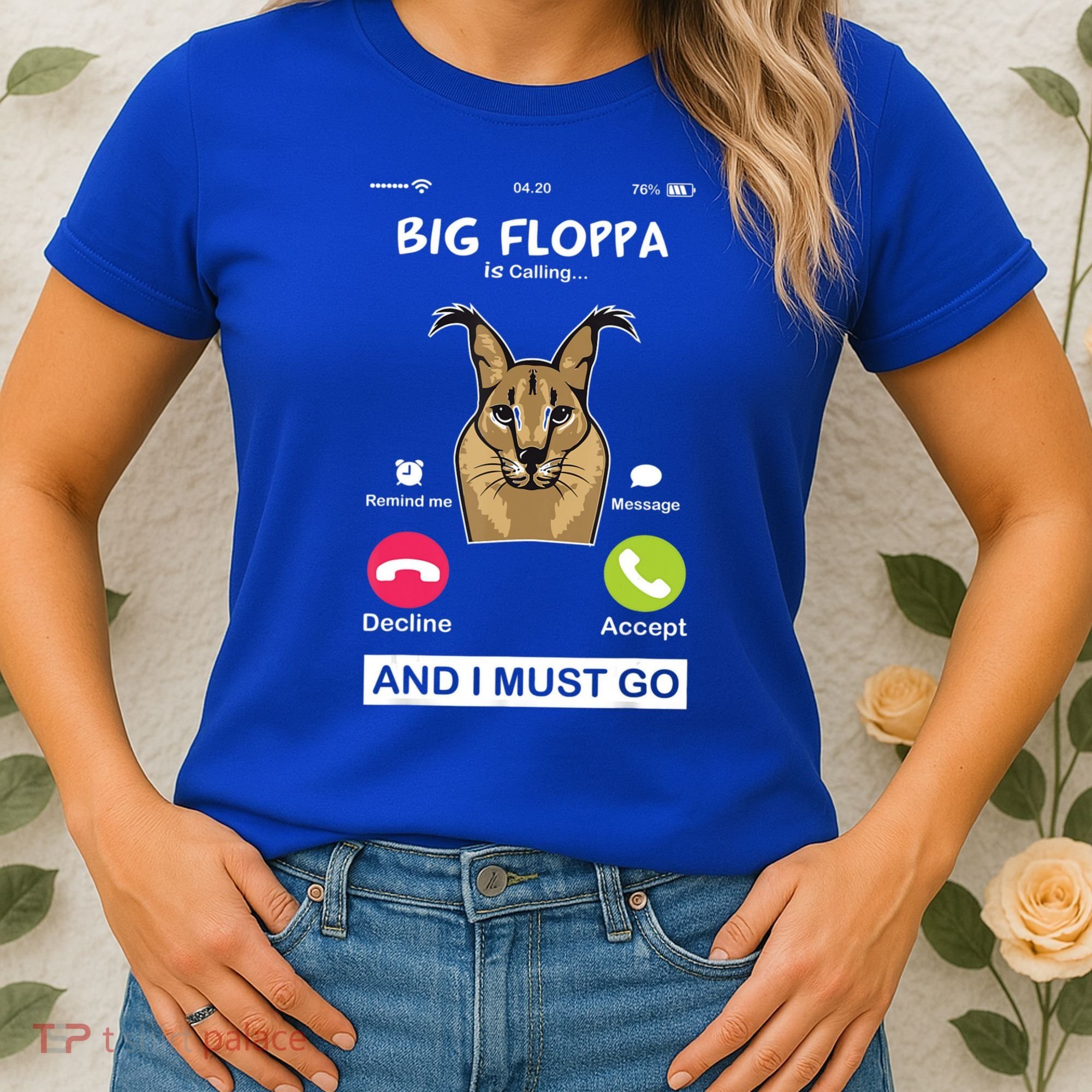 Big Floppa Is Calling Caracal Big Cat Floopa Memes Women's T-Shirt
