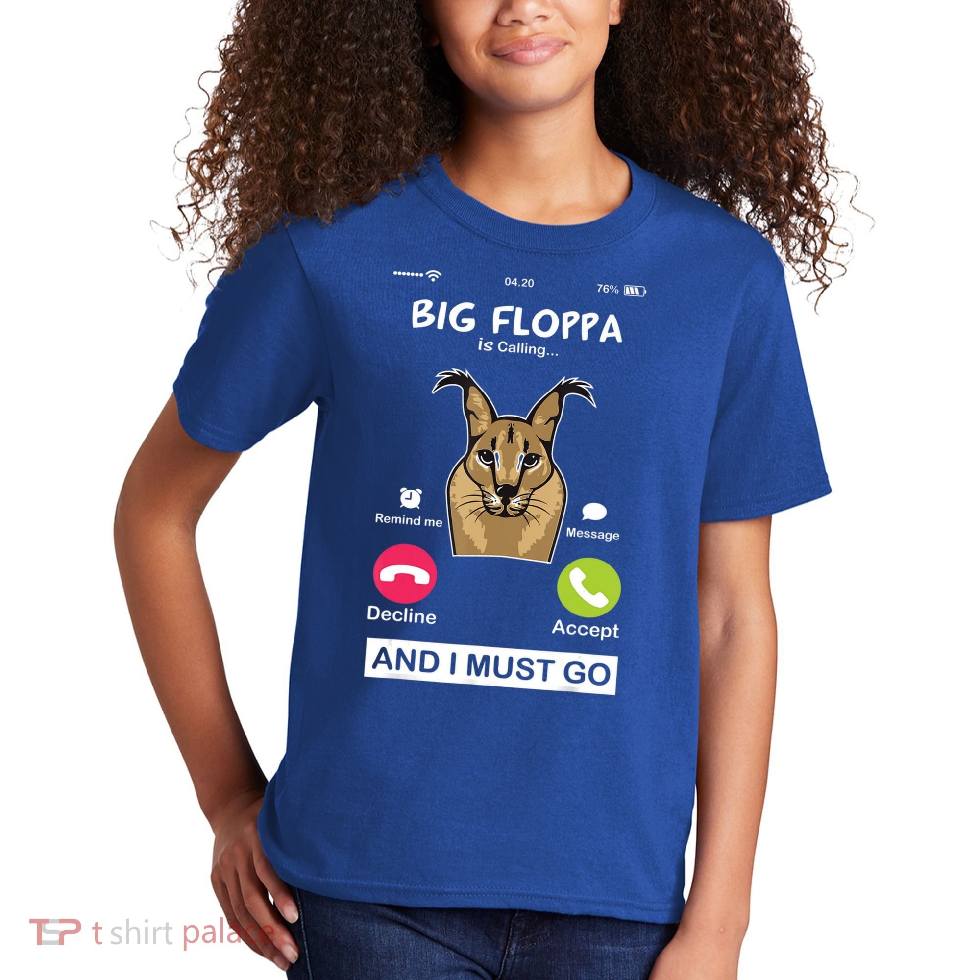 Big Floppa Is Calling Caracal Big Cat Floopa Memes Kids T-Shirt