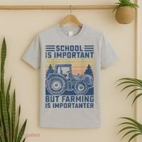 But Farming Is Importanter Farmer Tractor Funny Farm Boys T-Shirt thumb 2