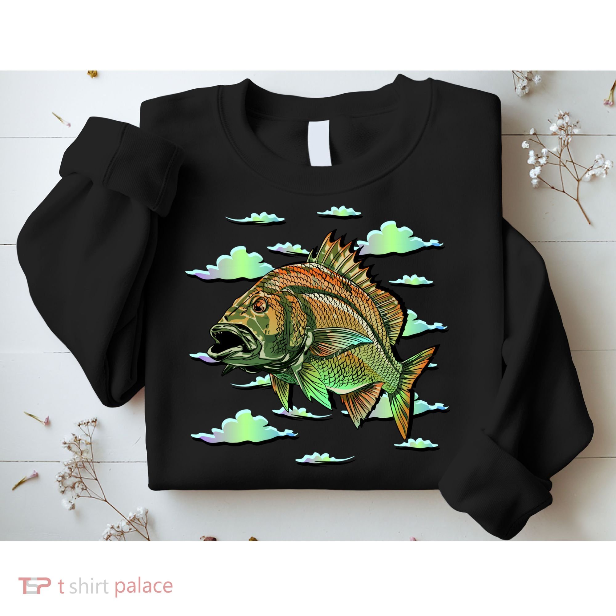 Bass Fishing Illustration River Hook Sweatshirt