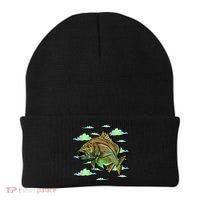 Bass Fishing Illustration River Hook Beanie thumb 0