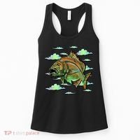 Bass Fishing Illustration River Hook Women's Tank Top thumb 0