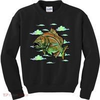 Bass Fishing Illustration River Hook Kids Sweatshirt thumb 0