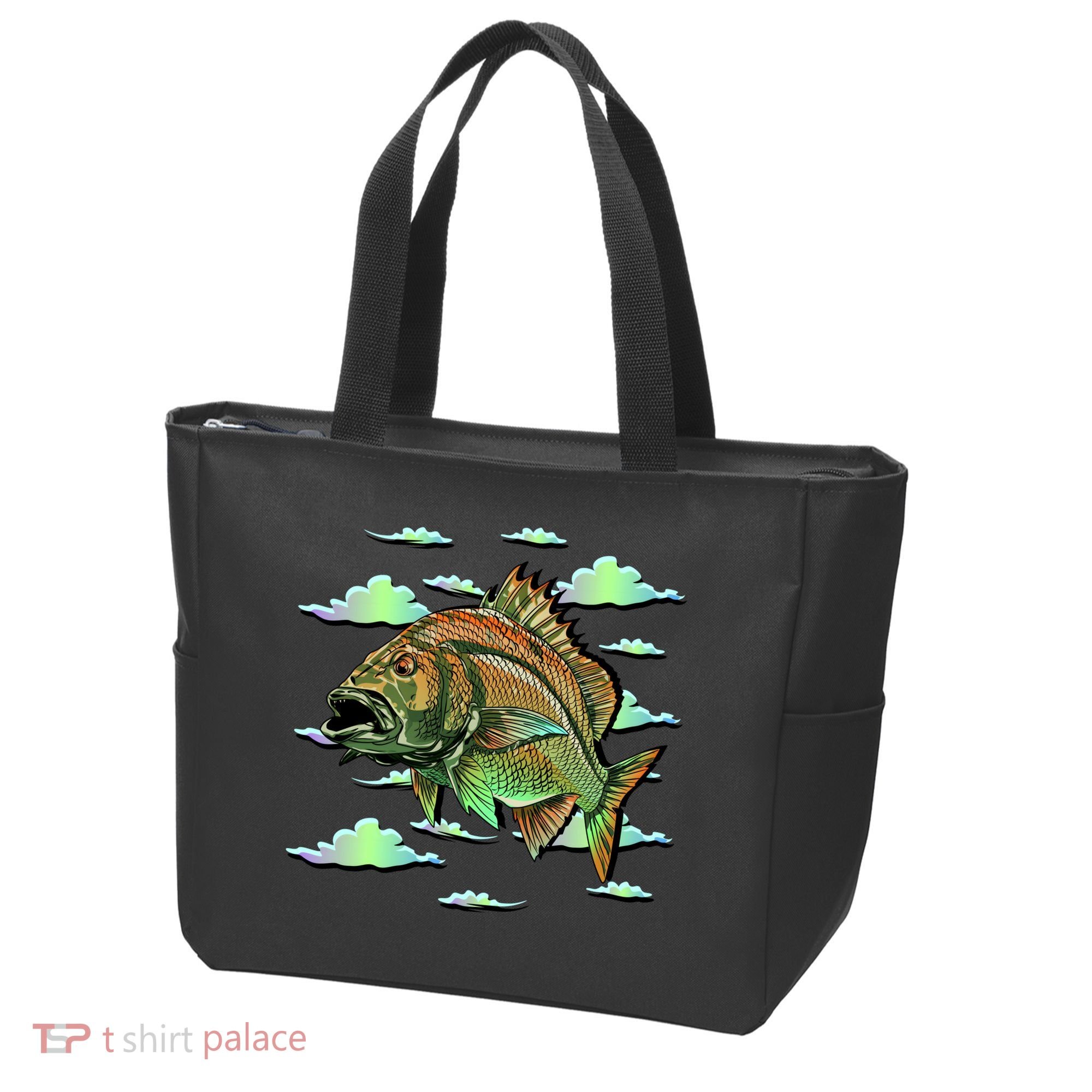 Bass Fishing Illustration River Hook Tote Bag
