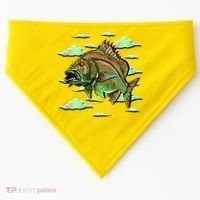 Bass Fishing Illustration River Hook USA-Made Doggie Bandana thumb 0