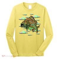 Bass Fishing Illustration River Hook Long Sleeve Shirt thumb 0
