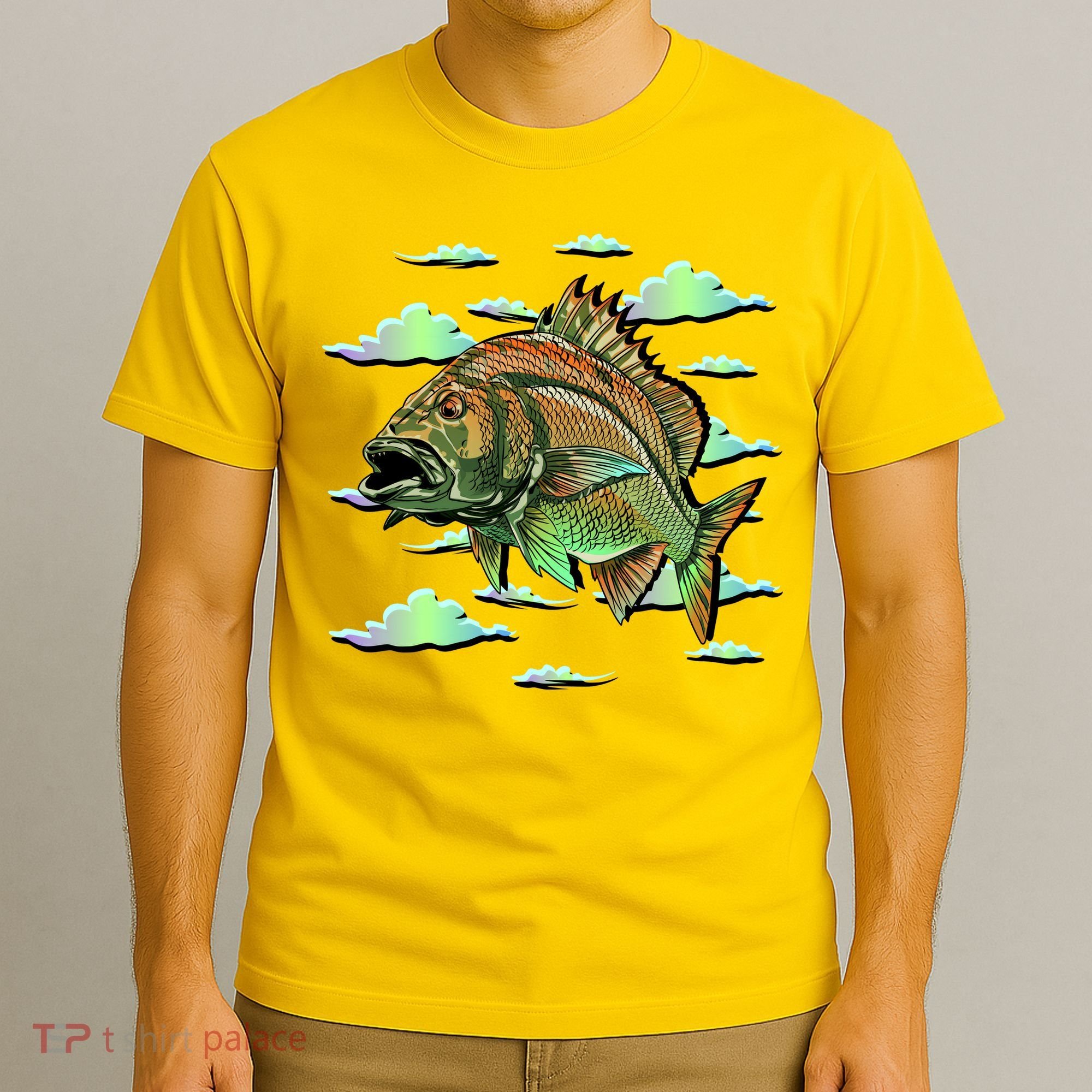 Bass Fishing Illustration River Hook T-Shirt
