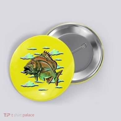 Bass Fishing Illustration River Hook Button