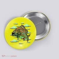 Bass Fishing Illustration River Hook Button thumb 0
