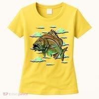 Bass Fishing Illustration River Hook Women's T-Shirt thumb 0
