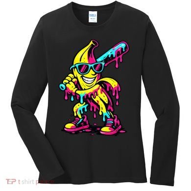 Banana Funny Ice Cream Drip Women's Long Sleeve Shirt