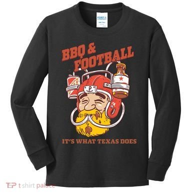 Bbq & Football ItS What Texas Does Kids Long Sleeve Shirt