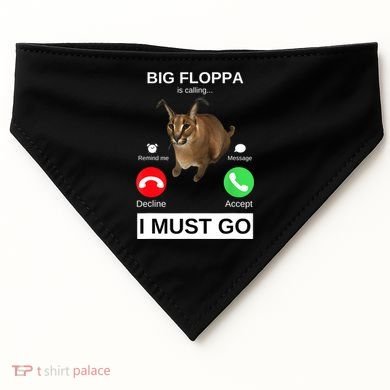 Big Floppa Is Calling Funny Caracal Big Cat Meme USA-Made Doggie Bandana