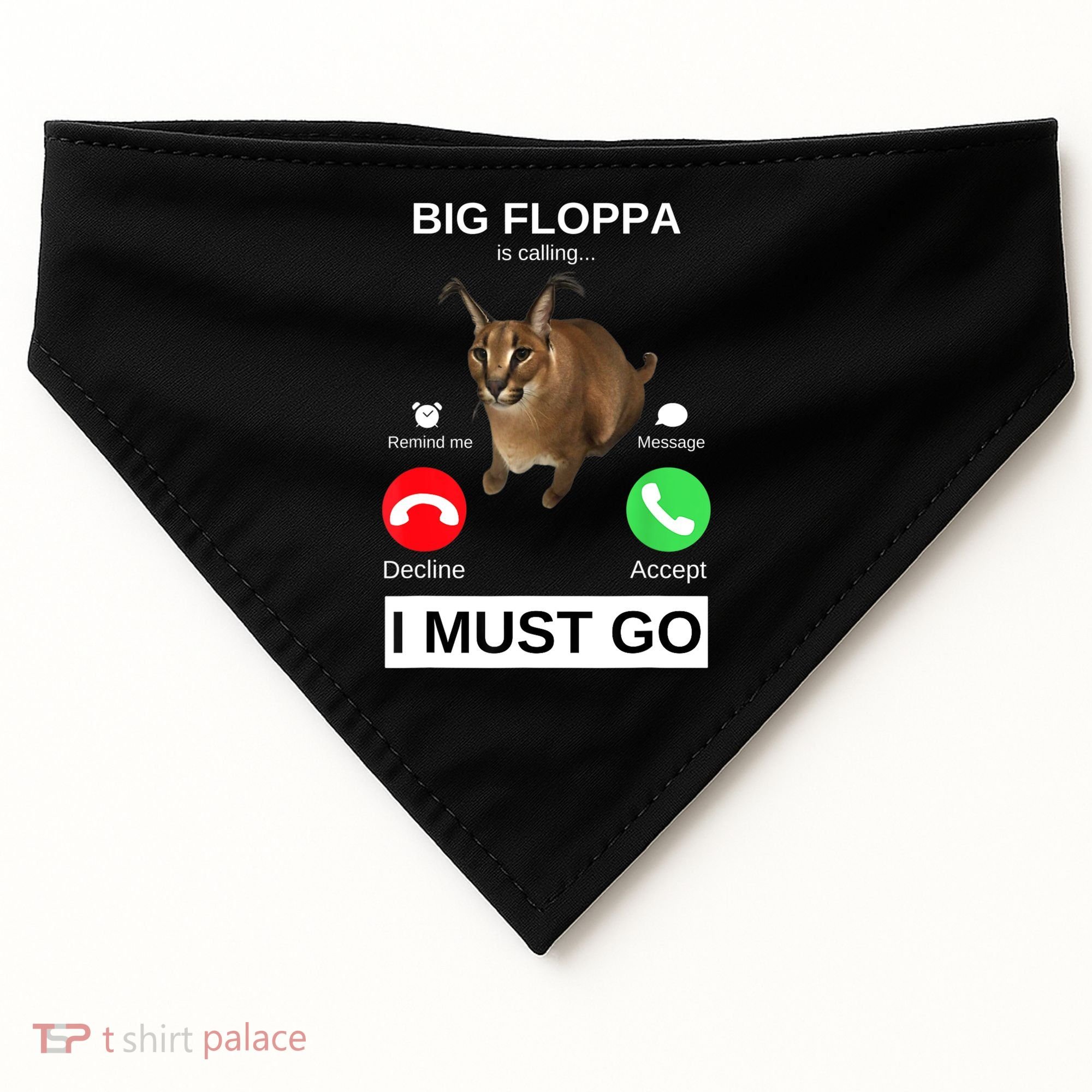 Big Floppa Is Calling Funny Caracal Big Cat Meme USA-Made Doggie Bandana