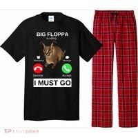 Big Floppa Is Calling Funny Caracal Big Cat Meme Pajama Set thumb 0