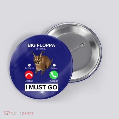 Big Floppa Is Calling Funny Caracal Big Cat Meme Button