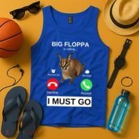 Big Floppa Is Calling Funny Caracal Big Cat Meme Tank Top thumb 4