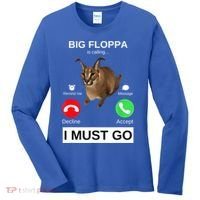 Big Floppa Is Calling Funny Caracal Big Cat Meme Women's Long Sleeve Shirt thumb 0