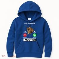 Big Floppa Is Calling Funny Caracal Big Cat Meme Kids Hoodie thumb 0