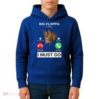 Big Floppa Is Calling Funny Caracal Big Cat Meme Kids Hoodie thumb 4