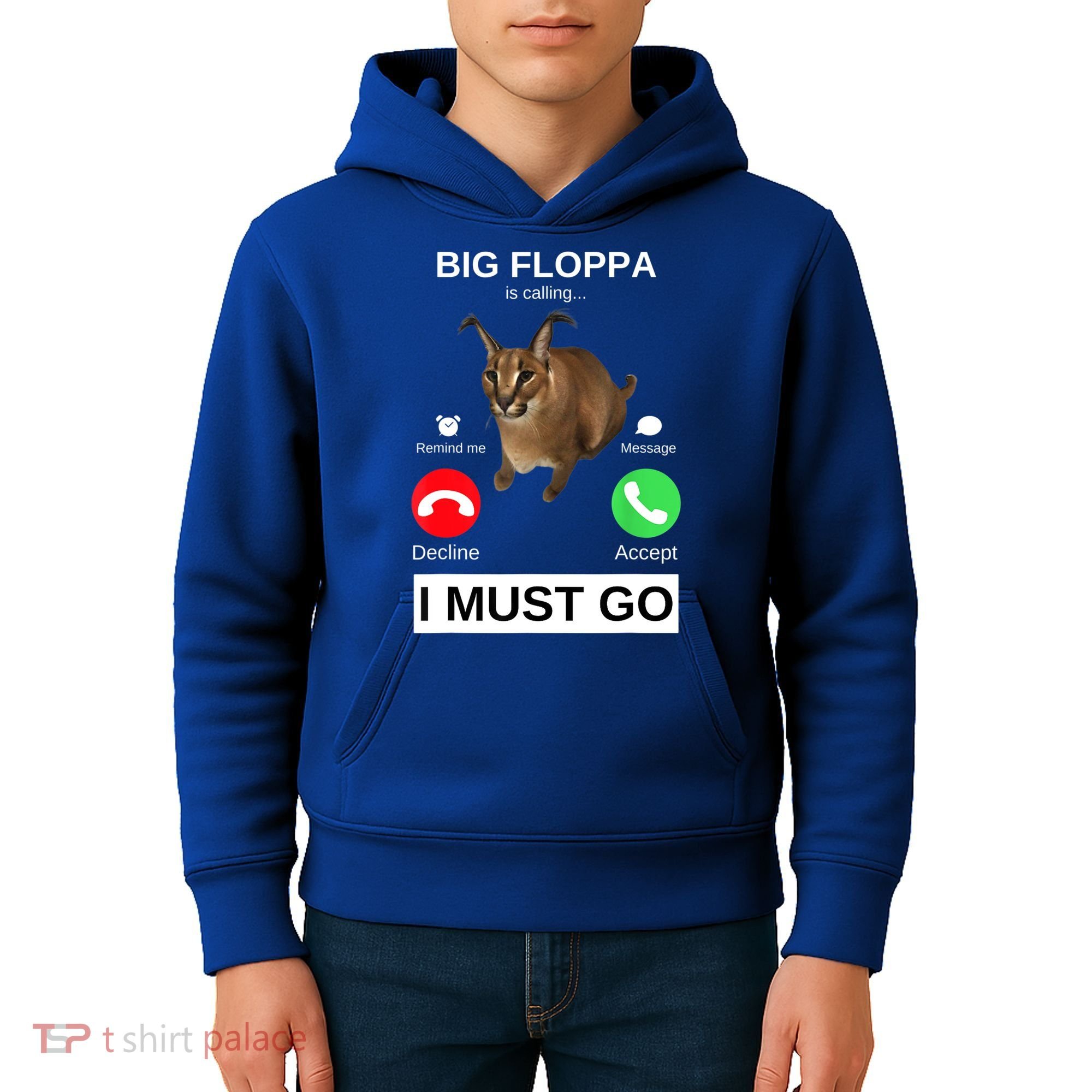 Big Floppa Is Calling Funny Caracal Big Cat Meme Kids Hoodie