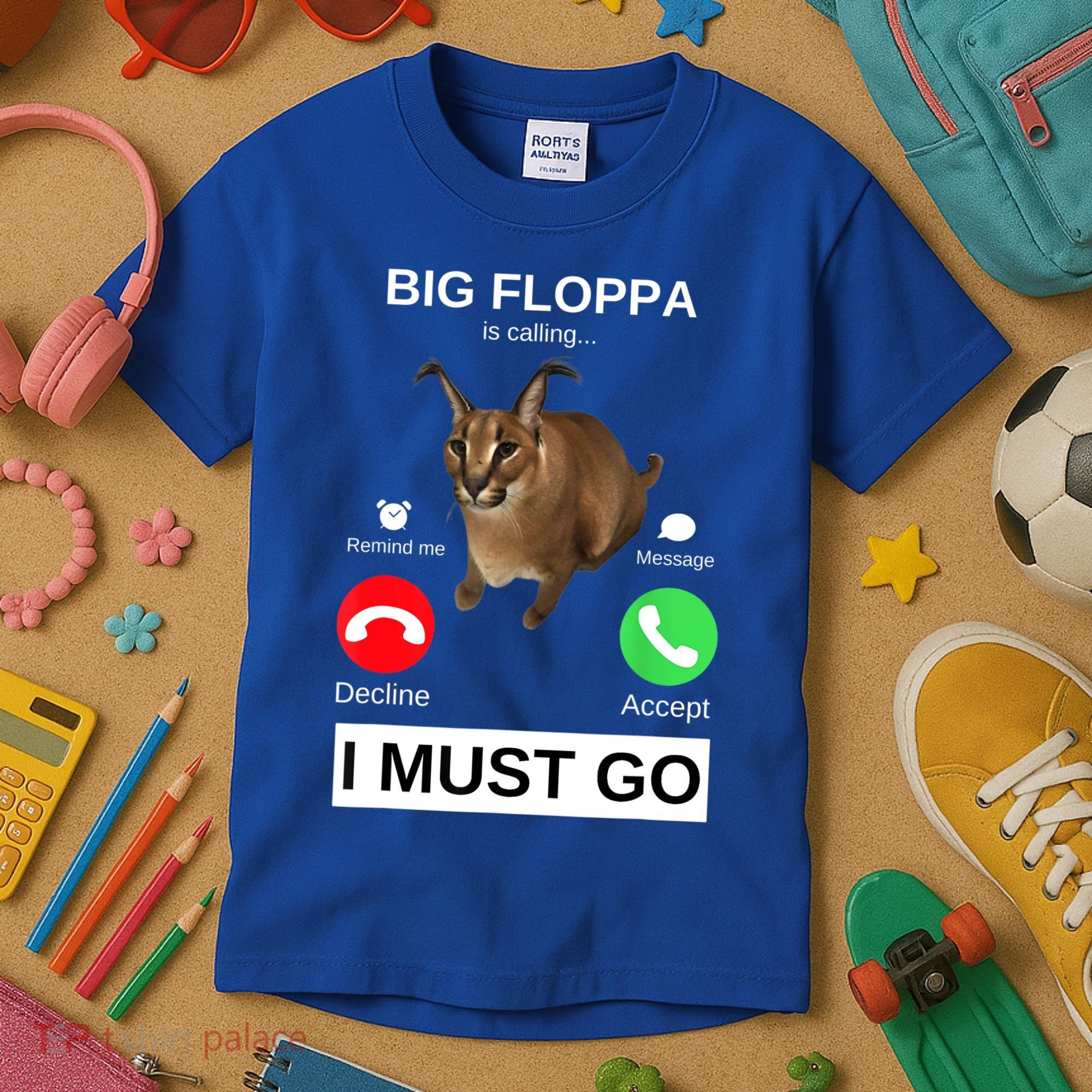 Big Floppa Is Calling Funny Caracal Big Cat Meme Kids T-Shirt