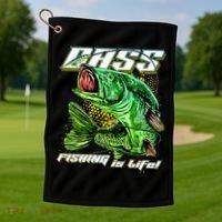 Bass Fishing Is Life Golf Towel thumb 1