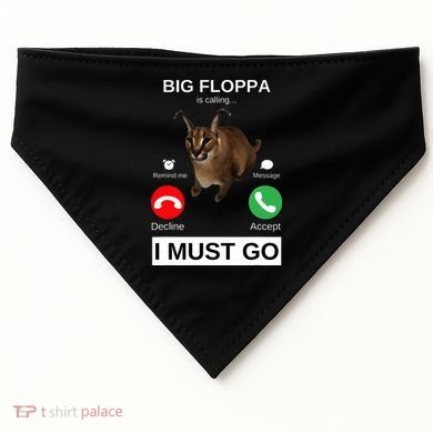 Big Floppa Is Calling Funny Caracal Big Cat Meme USA-Made Doggie Bandana